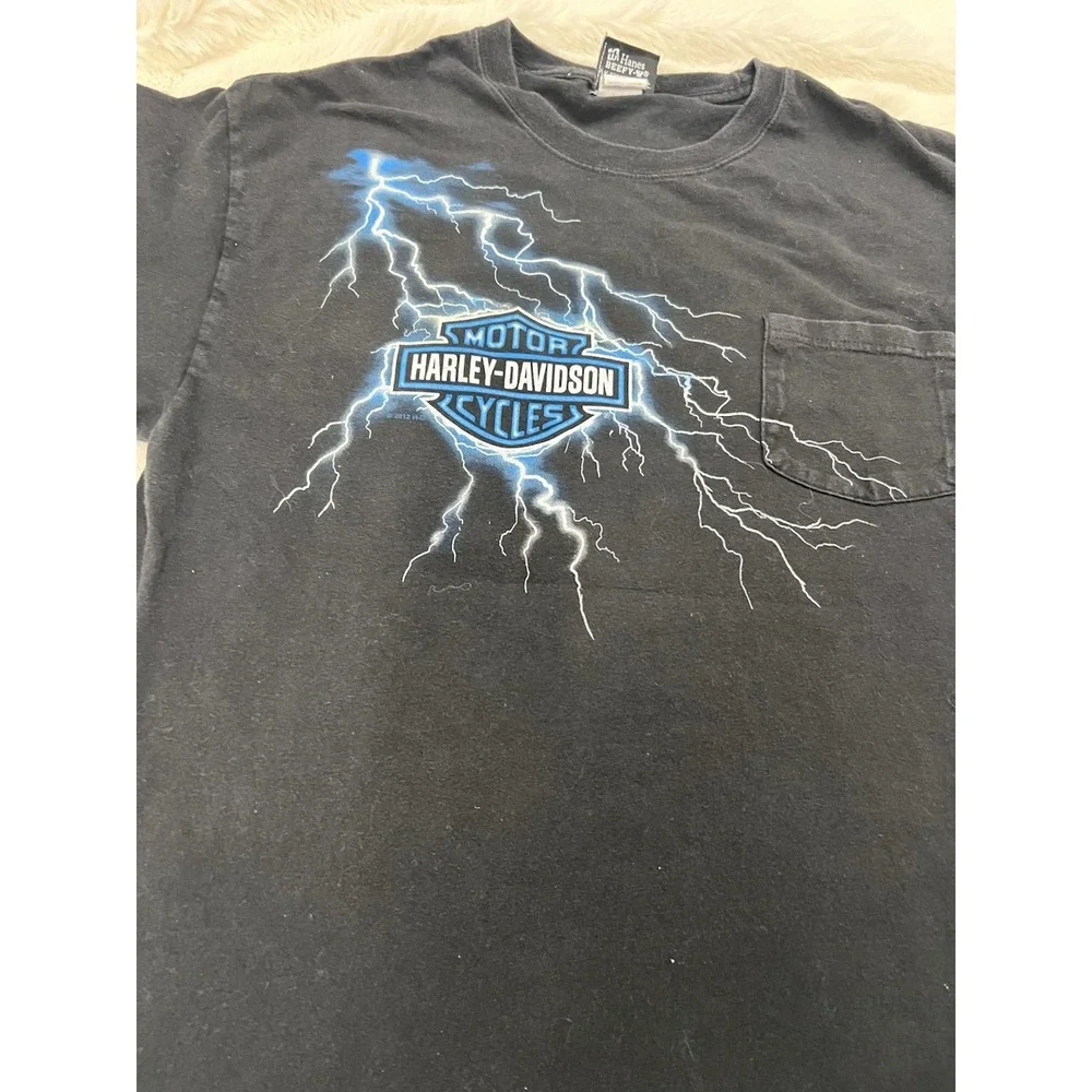 Harley-Davidson Shirt Mens Large Manitowoc WI Lightning Pocket